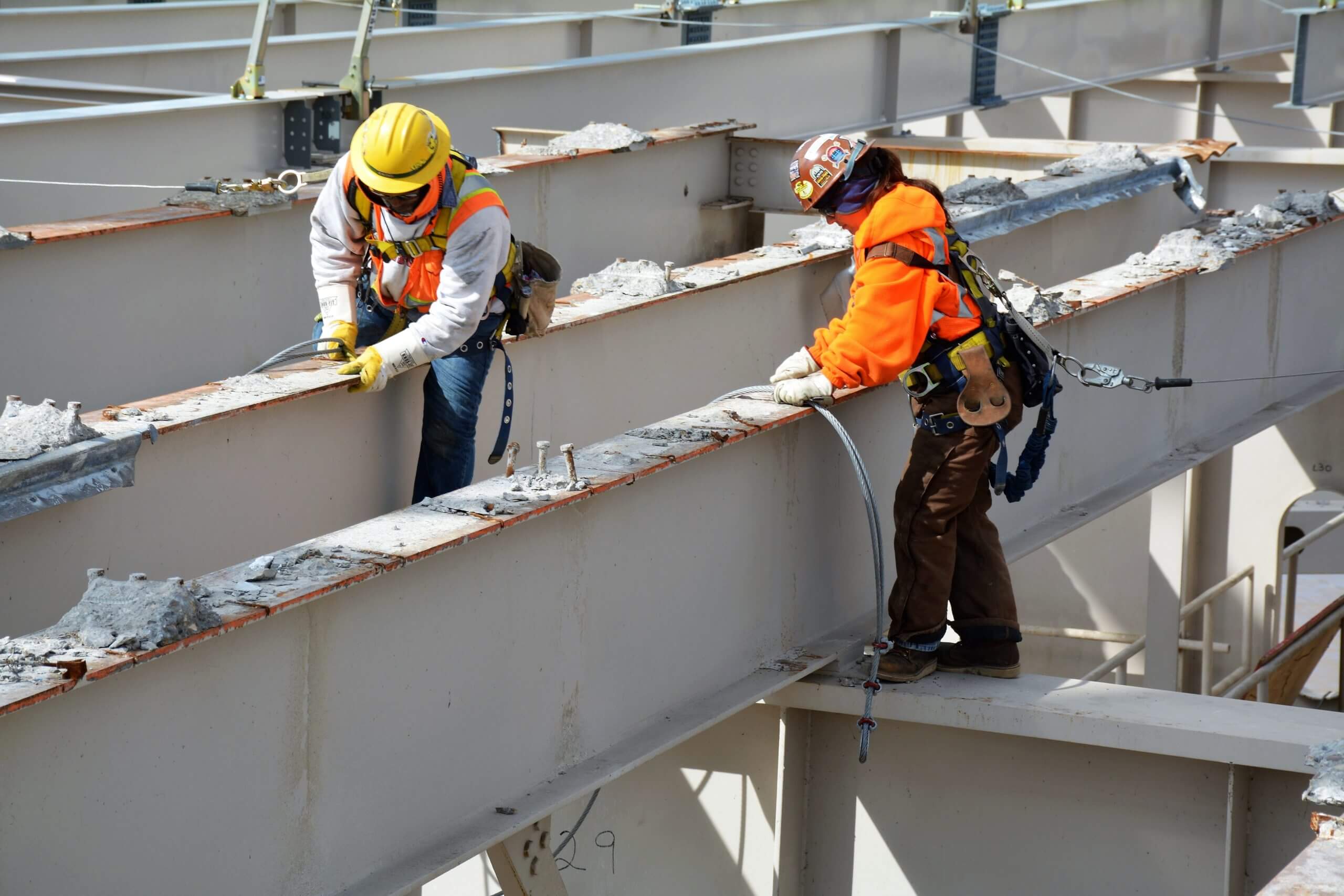 Construction crew working on a bridge
