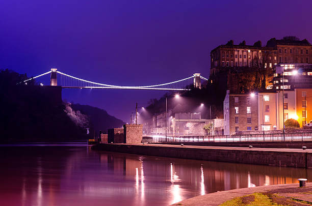 Suspension bridge at night