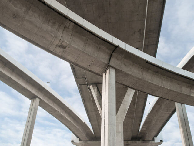 Concrete highway overpass