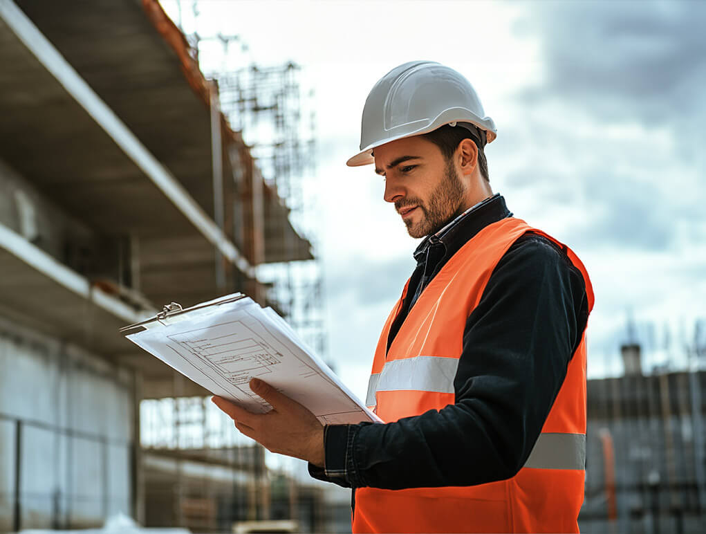 Engineer inspecting a structure